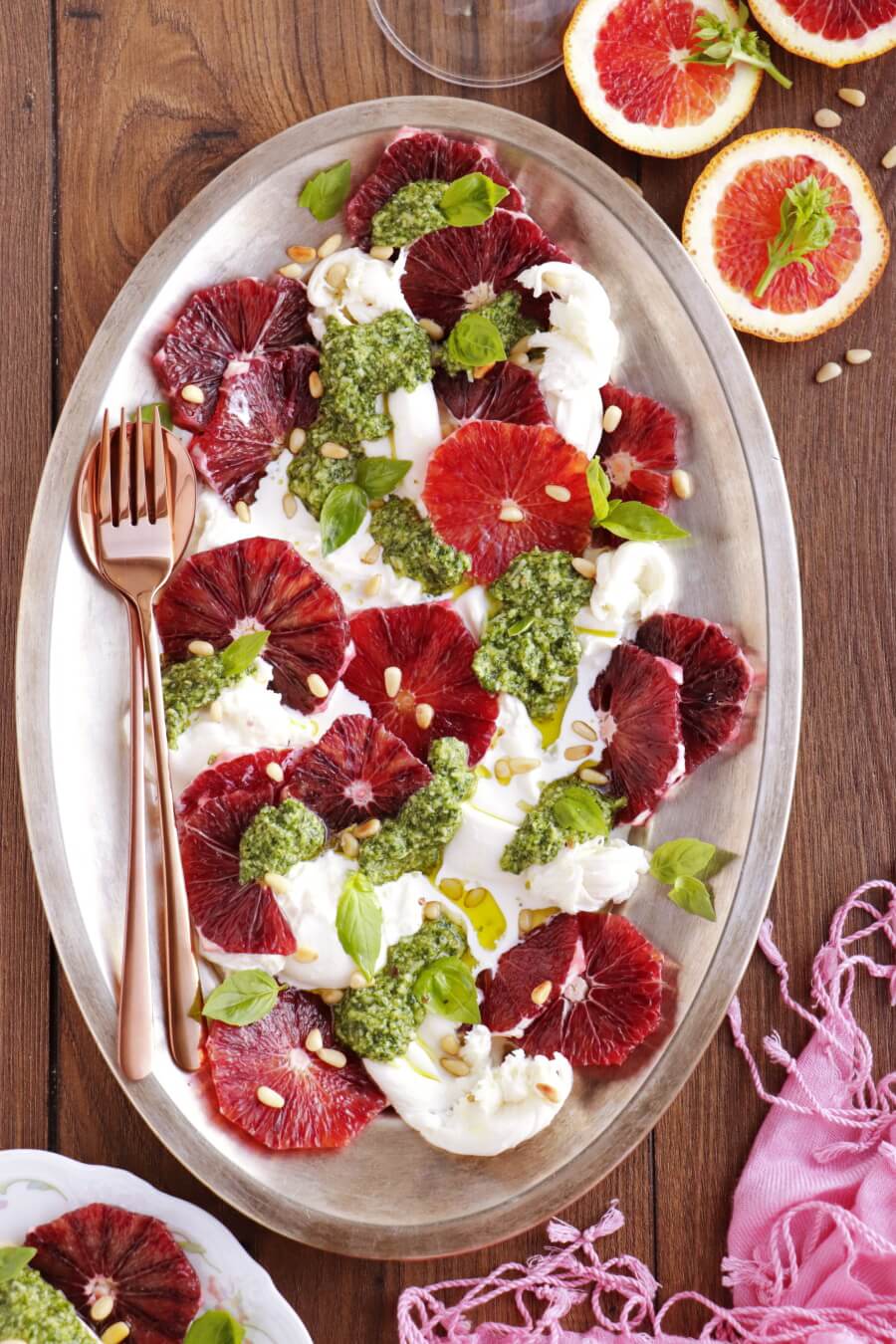 Blood Orange Salad With Burrata And Pesto Recipe Cook Me