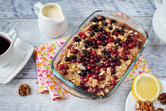 How to serve Baked Oatmeal with Bananas and Berries