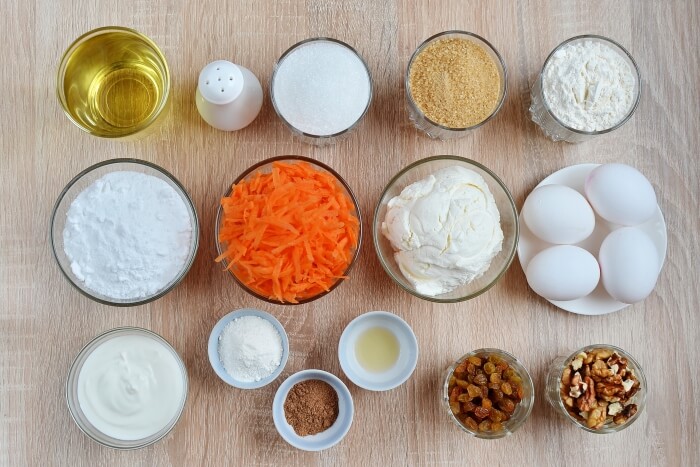 Ingridiens for Easy Carrot Cake