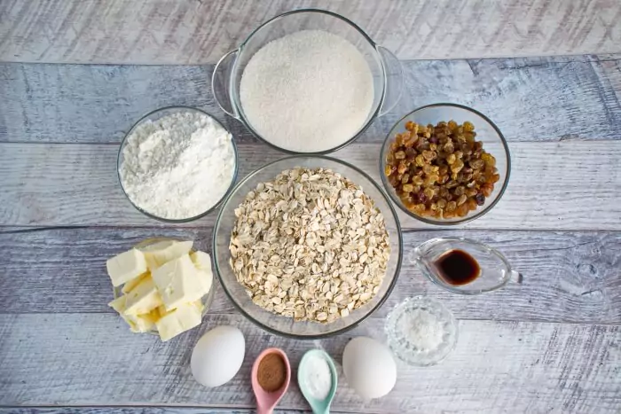 Ingredients for Oaty Raisin Cookies