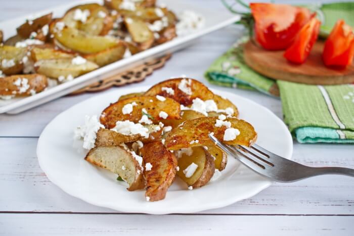 Greek Potato Wedges with Feta