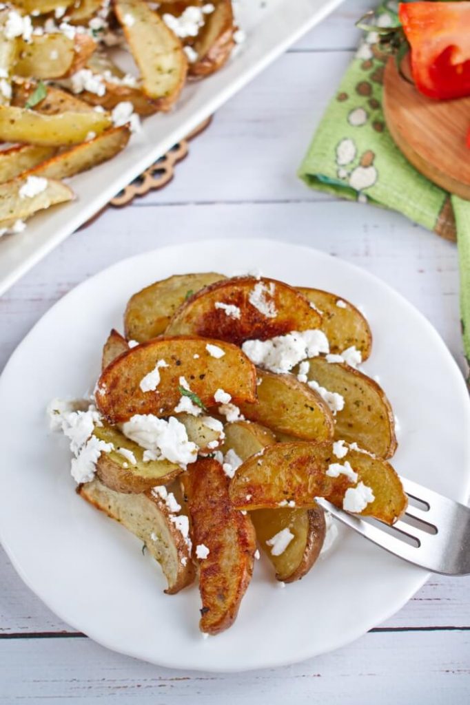 Greek Potato Wedges with Feta