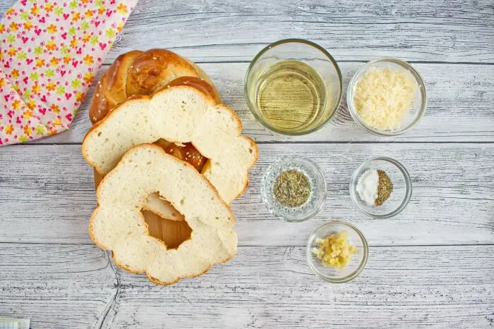 Ingredients for Salted Garlic Bagel Chips