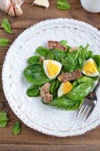 Keto Spinach Salad with Bacon and Eggs