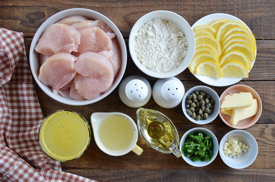 Ingridiens for Classic Chicken Piccata