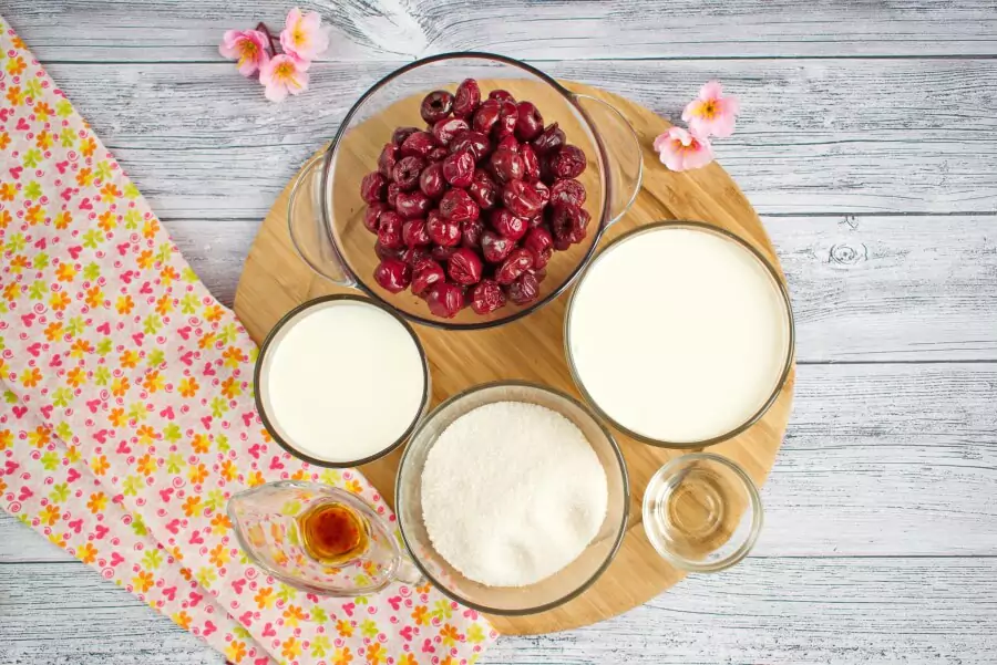 Ingredients for Homemade Cherry Vanilla Ice Cream
