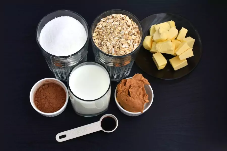 Ingredients for No-Bake Peanut Butter Cookies