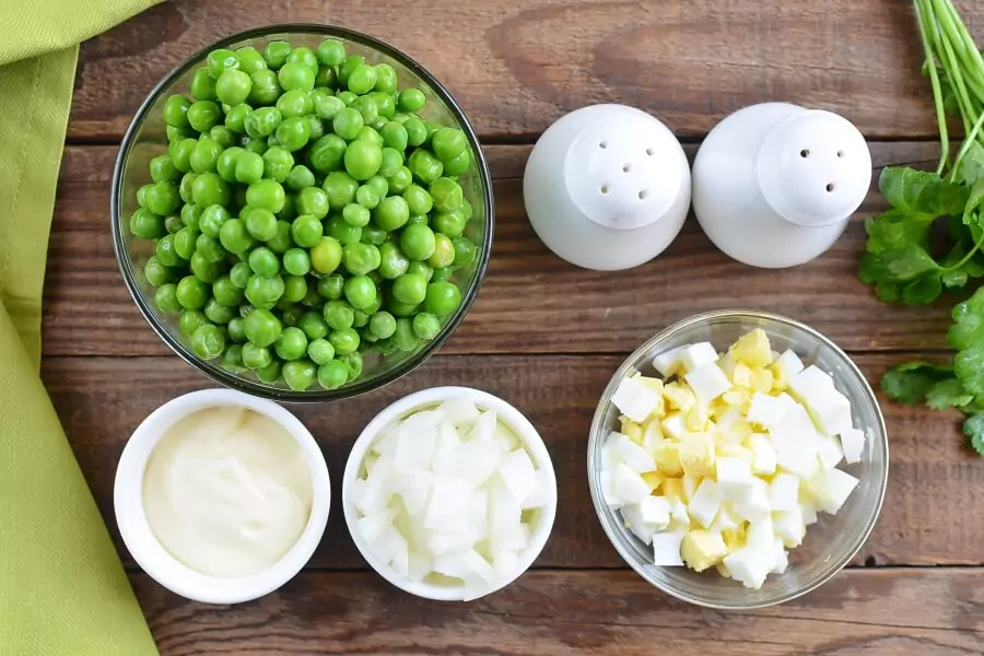 Ingredients for Pea Salad with Egg