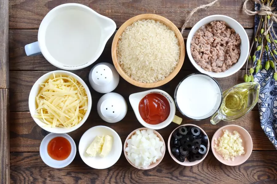 Ingredients for Portuguese Tuna and Rice Сasserole (Arroz C’atum)