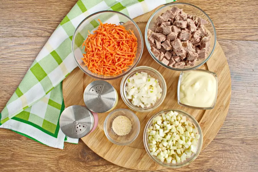 Ingredients for Beef Salad Sandwich Filling