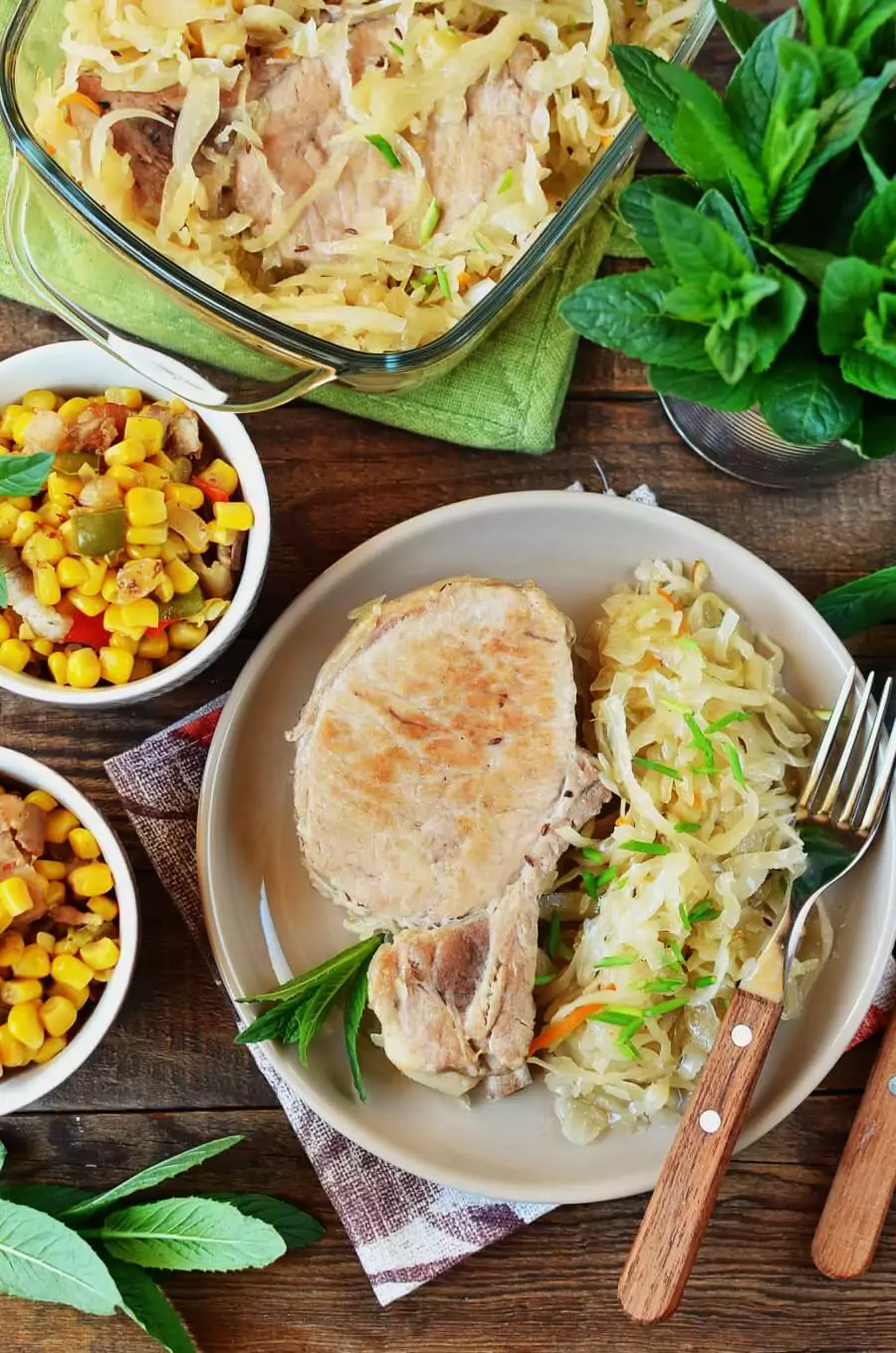 German Pork Chops and Sauerkraut