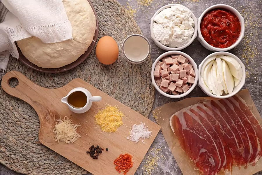 Ingredients for Ham and Cheese Calzones