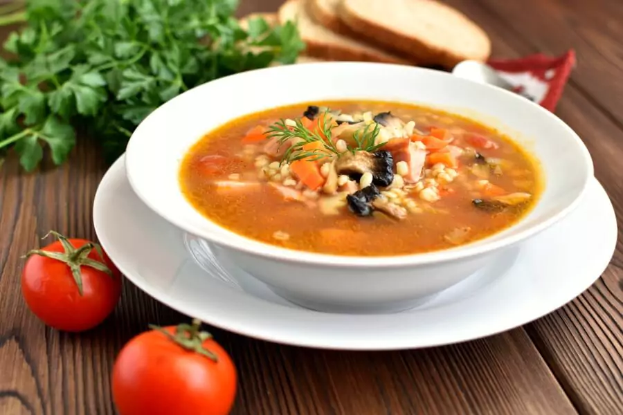 Ham and Mushroom Barley Soup
