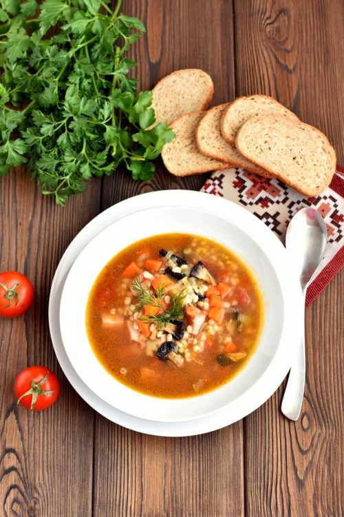 Ham and Mushroom Barley Soup