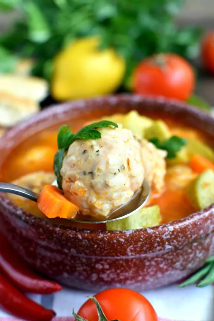 Enjoy a big bowl of the best chicken meatball soup you can imagine