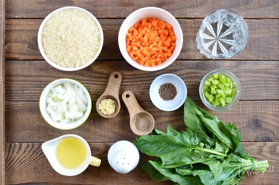 Ingredients for Quick and Easy Spinach Rice (Palak Rice)