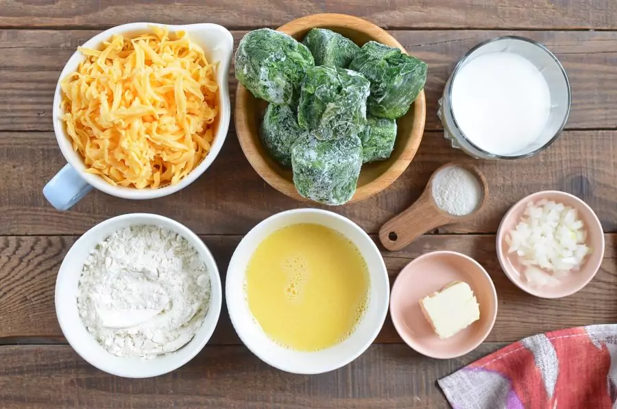 Ingredients for Spinach Cheese Squares