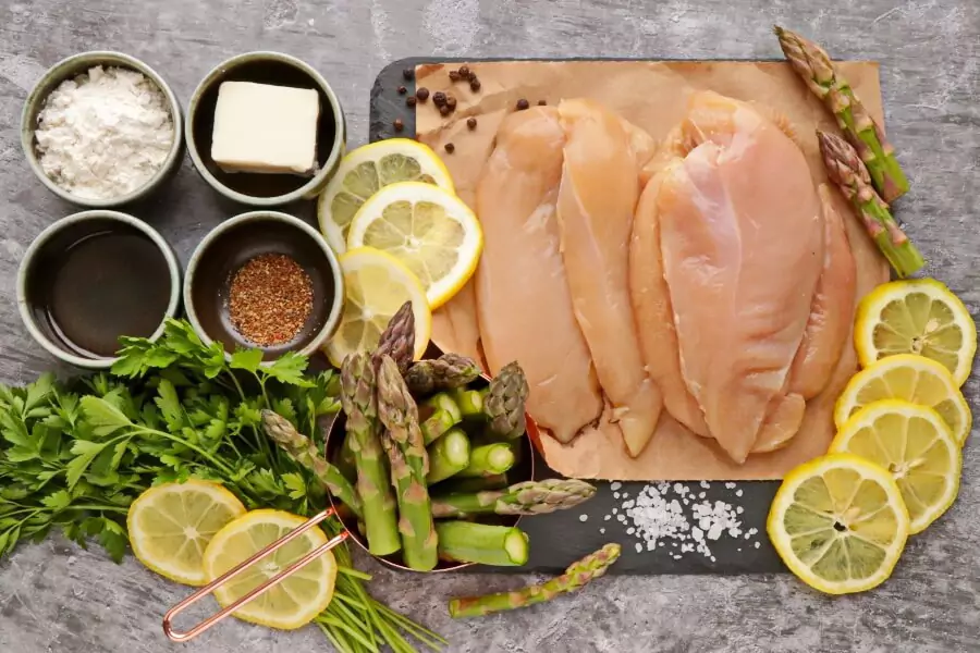 Ingredients for 5 Ingredient Lemon Chicken with Asparagus