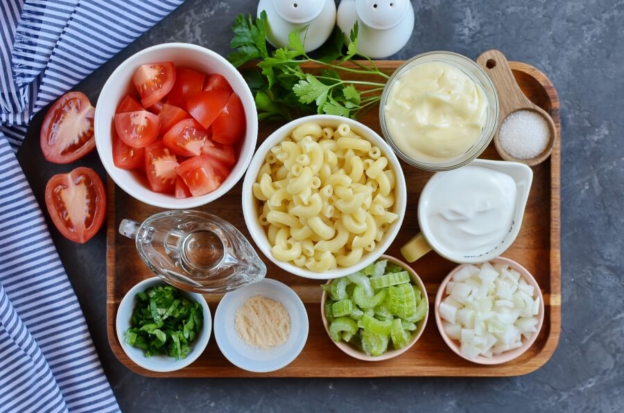 Ingridiens for American Macaroni Salad