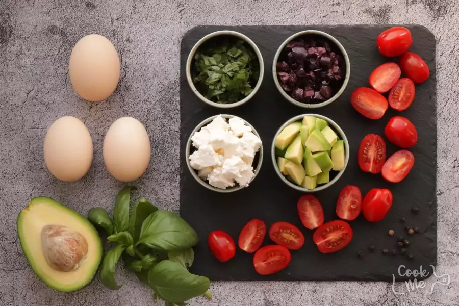Ingredients for Avocado Greek Omelet