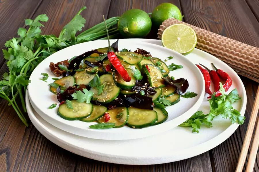 Vegan Chilled Cucumber and Wood Ear Mushroom Salad