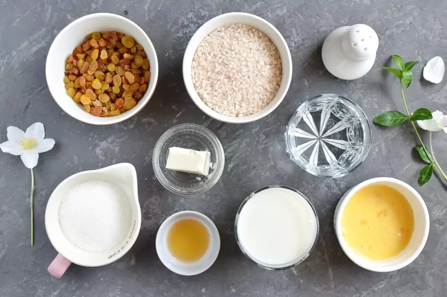 Ingredients for Creamy Rice Pudding