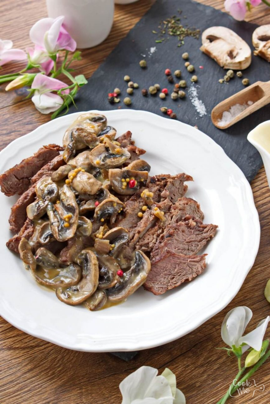 Flank Steak With Creamy Mushroom Sauce Recipe Cookme Recipes 