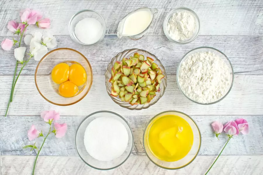 Ingredients for Fresh Rhubarb Torte