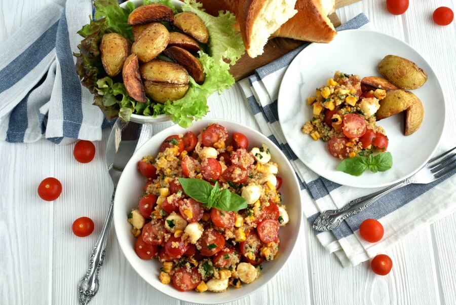 Grilled Corn Caprese Quinoa Salad Recipe-How To Make Grilled Corn Caprese Quinoa Salad-Delicious Grilled Corn Caprese Quinoa Salad