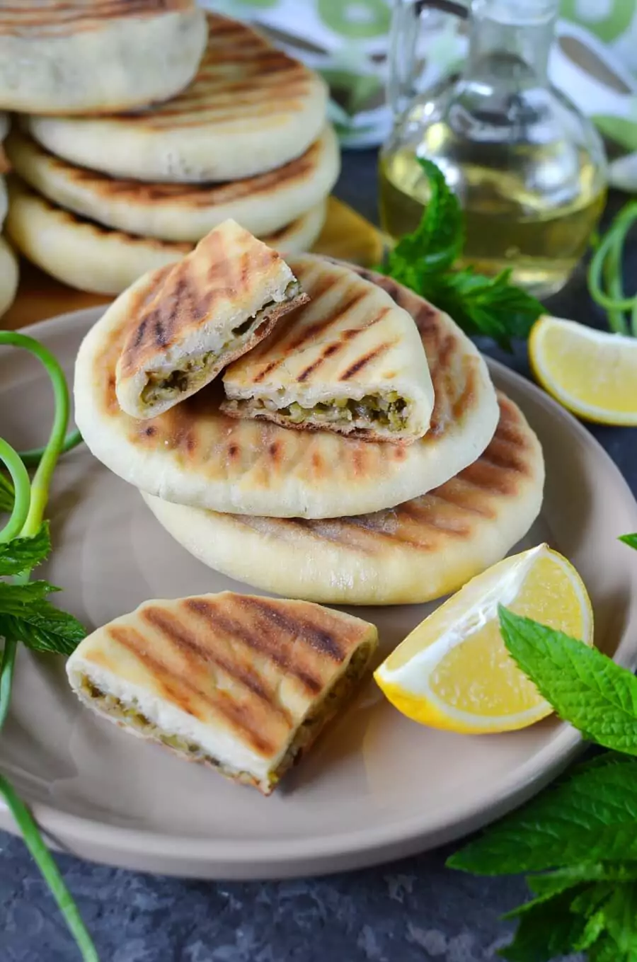 Grilled Naan Bread With Garlic Scape Chutney