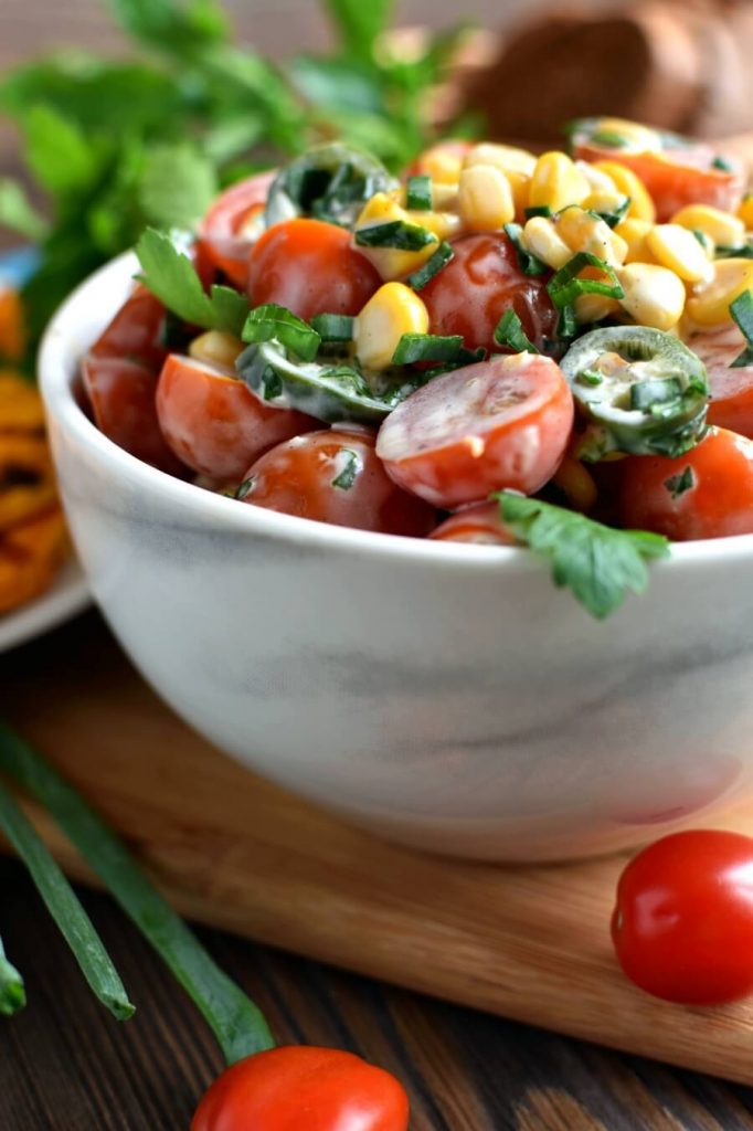 Crisp corn salad with a tangy dressing