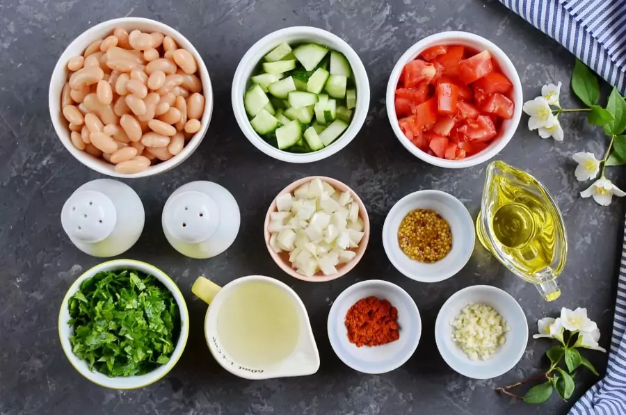 Ingredients for Vegan Kidney Bean Salad Cilantro and Dijon Vinaigrette
