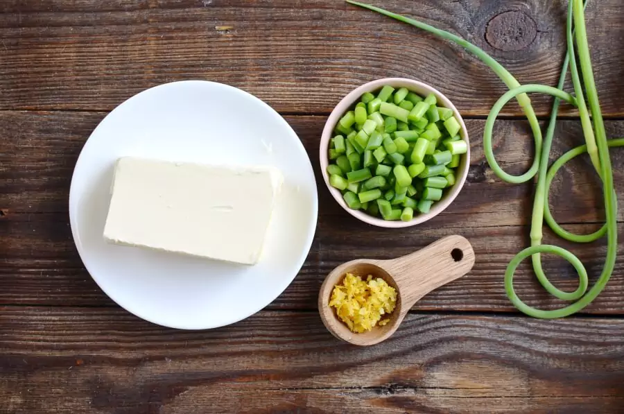 Ingredients for Keto Lemon Garlic Scape Compound Butter
