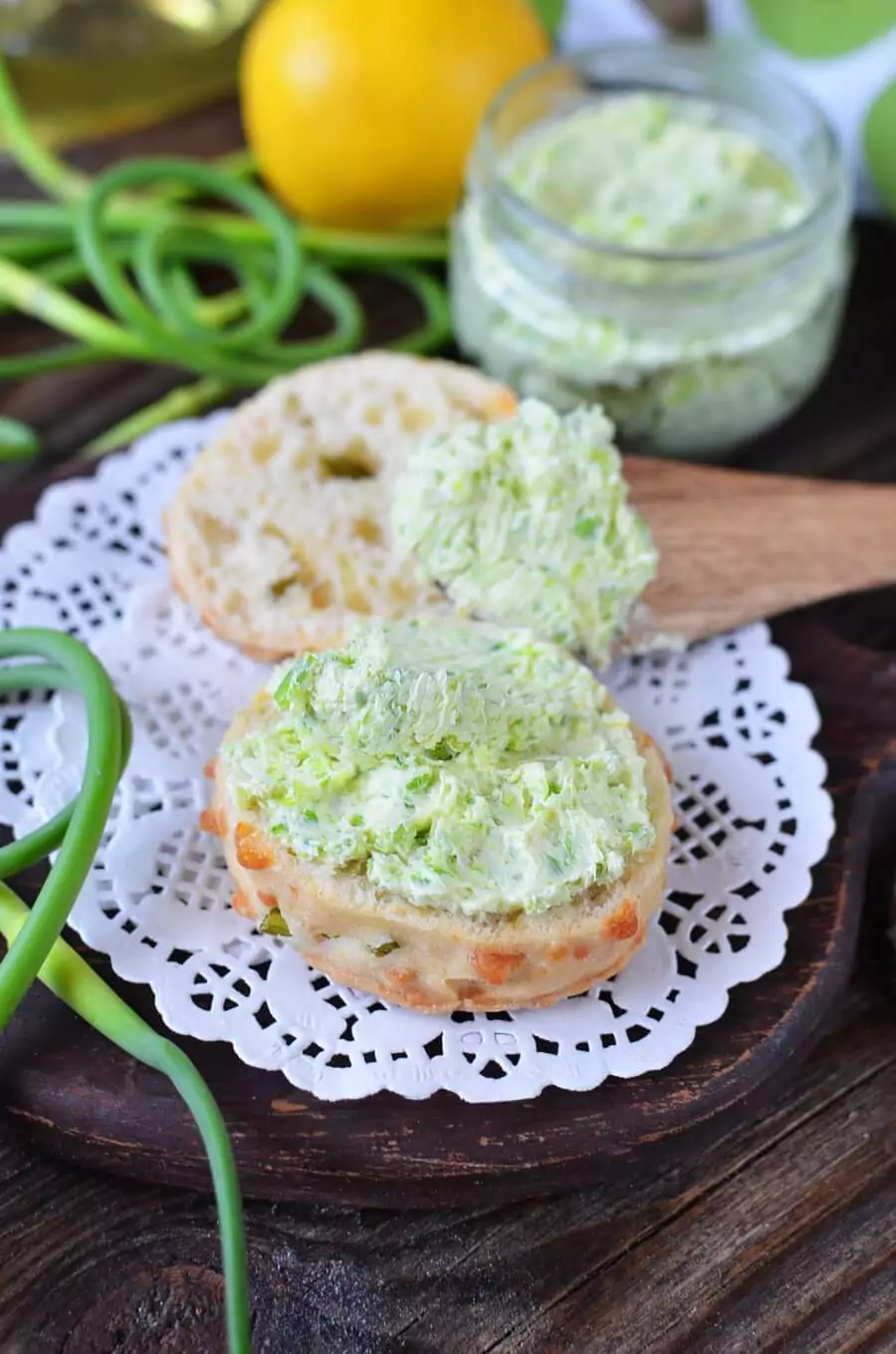 Keto Lemon Garlic Scape Compound Butter