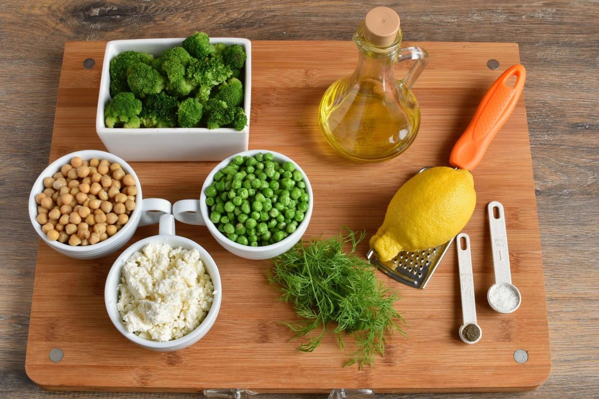 Ingredients for Lemony Broccoli Salad With Chickpeas and Feta