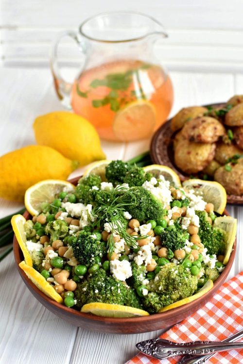 Lemony Broccoli Salad With Chickpeas and Feta