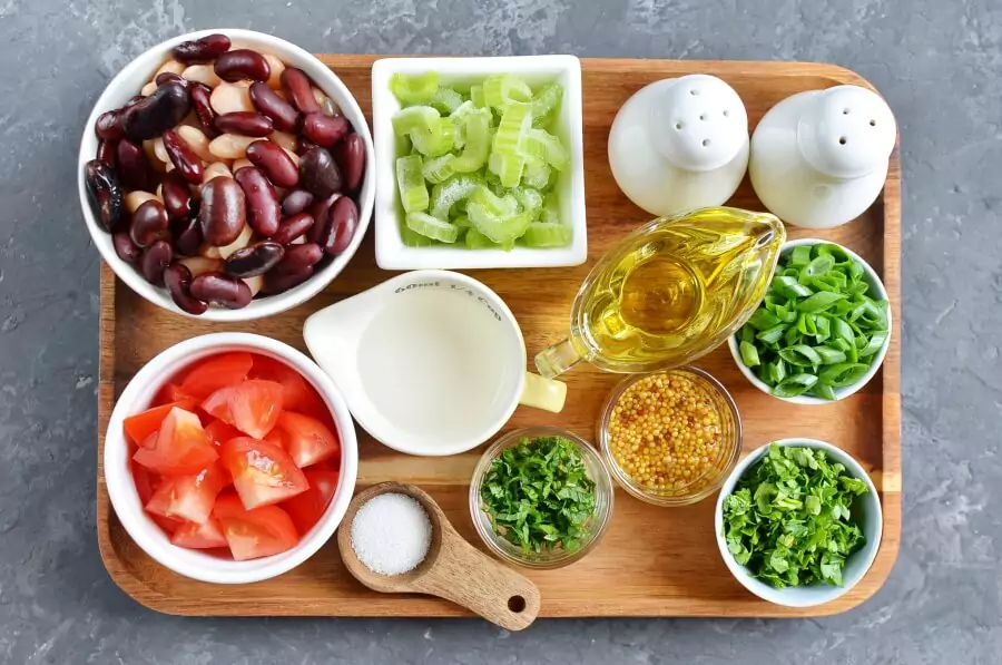 Ingredients for Vegan Mixed Bean Salad