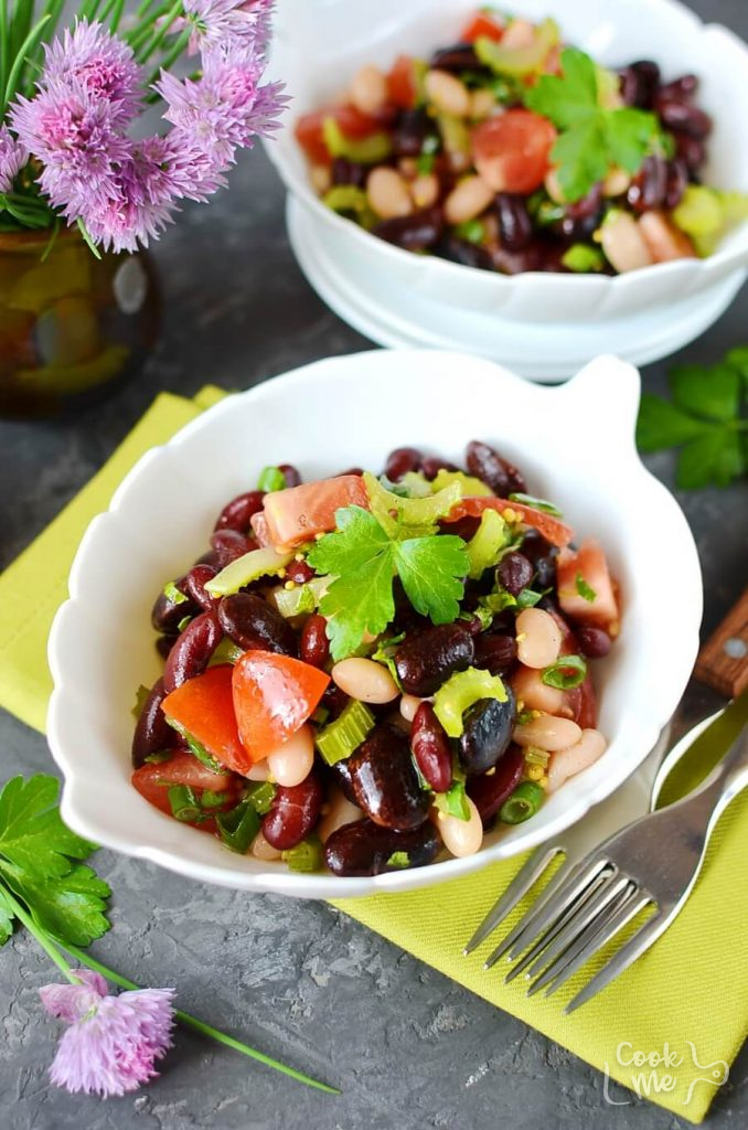 Vegan bean salad with a French inspired dressing