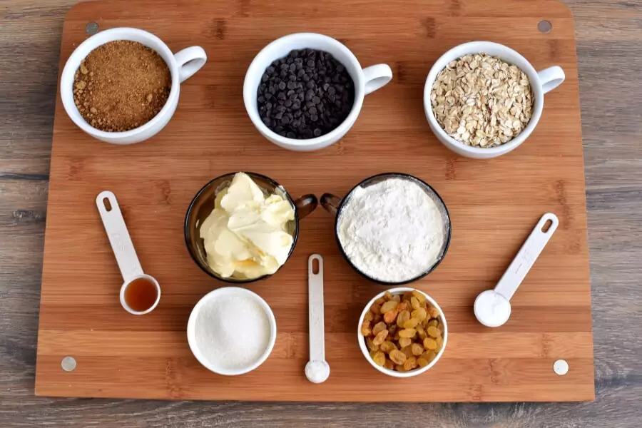 Ingredients for Oatmeal Chocolate Chip Cookies