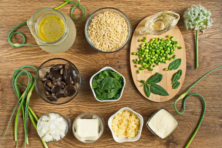 Ingredients for Orzo With Shiitake and Garlic Scapes