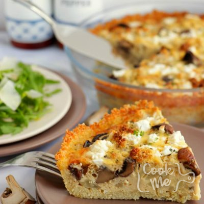 Roasted Cauliflower, Mushroom and Goat Cheese Quiche with Quinoa Crust Recipe-How to Cook Roasted Cauliflower, Mushroom Goat Cheese Quiche Quinoa Crust