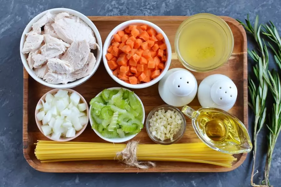 Ingredients for Rosemary Chicken Noodle Soup