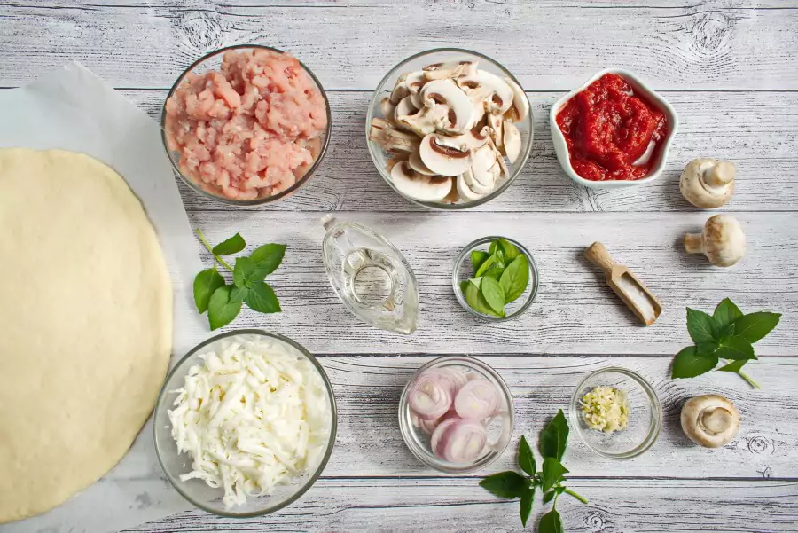 Ingredients for Sausage Mushroom Pizza