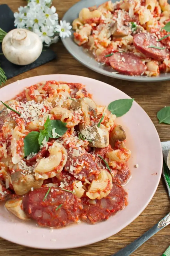 Smoked Sausage & Mushroom Pasta Marinara