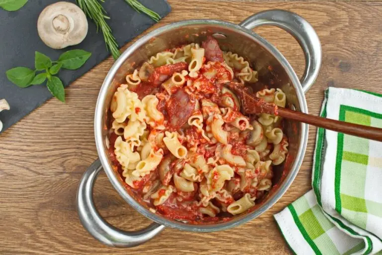 Step 5 - Smoked Sausage & Mushroom Pasta Marinara