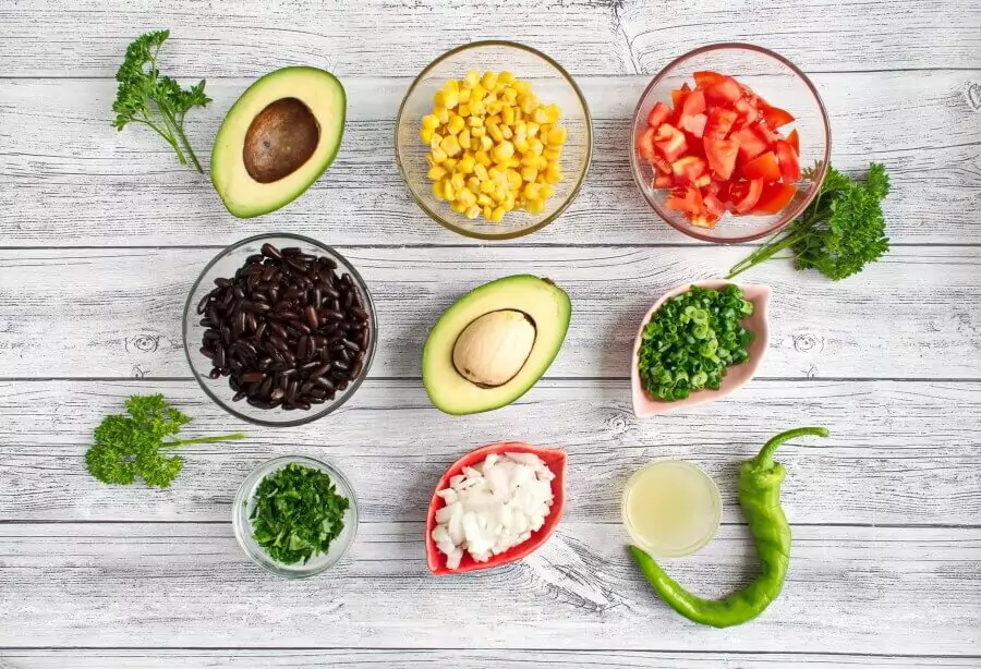 Ingredients for Low Cholesterol Black Bean Salad