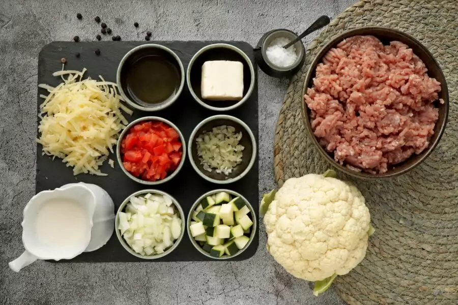 Ingredients for The Best Keto Shepherd’s Pie with Cauliflower Topping