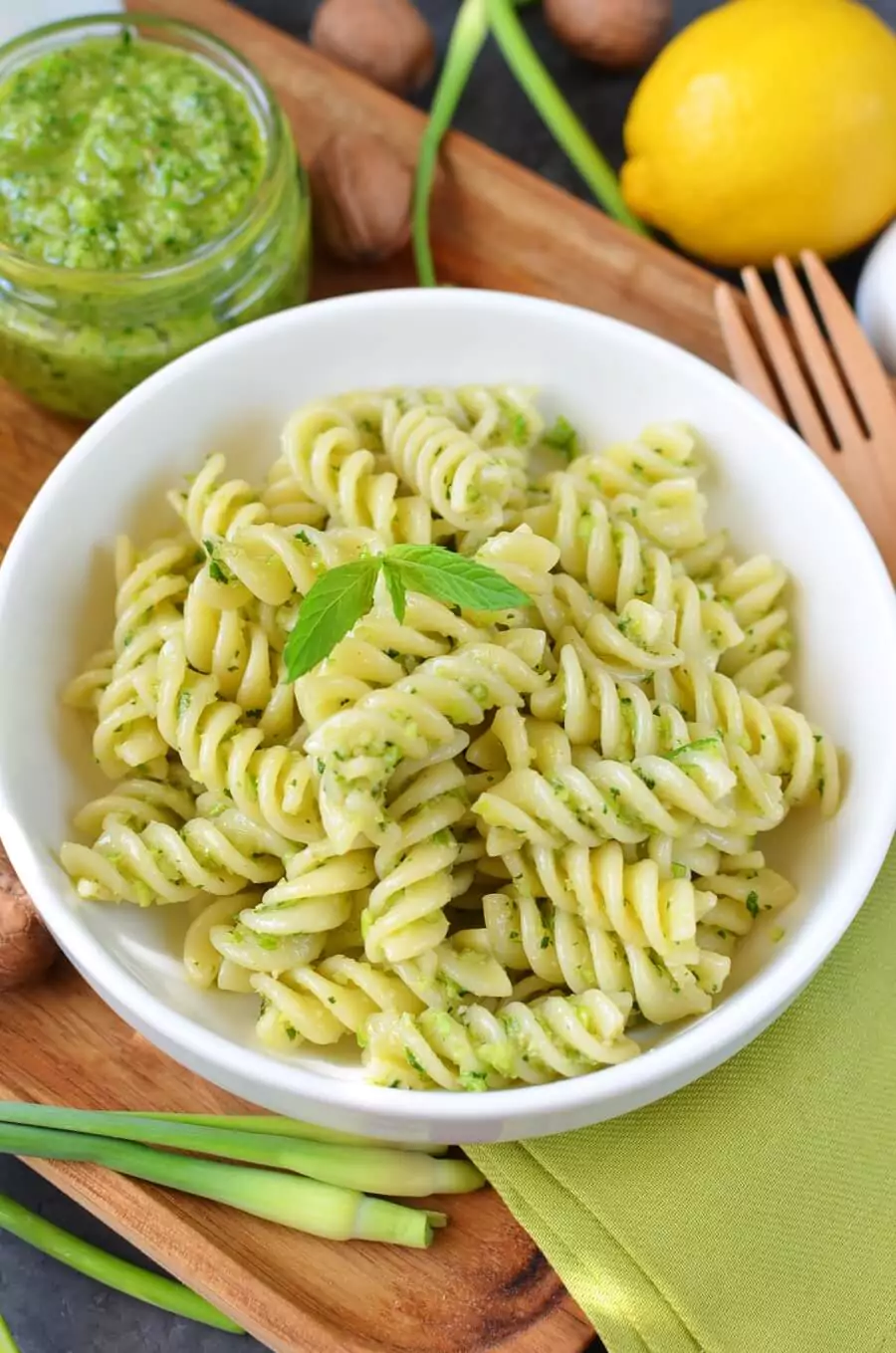 Vegan Garlic Scape and Swiss Chard Pesto
