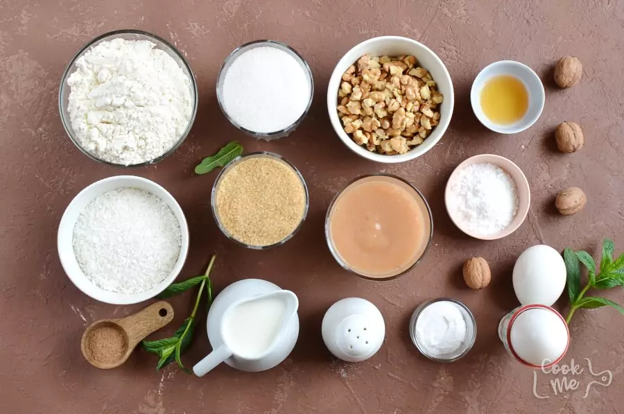 Ingredients for Walnut Coconut Applesauce Coffee Cake