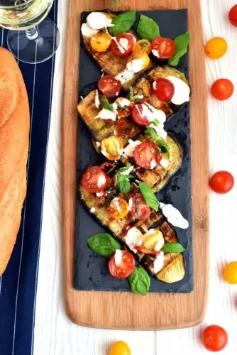 Cayenne Grilled Eggplant with Fresh Tomato Salad